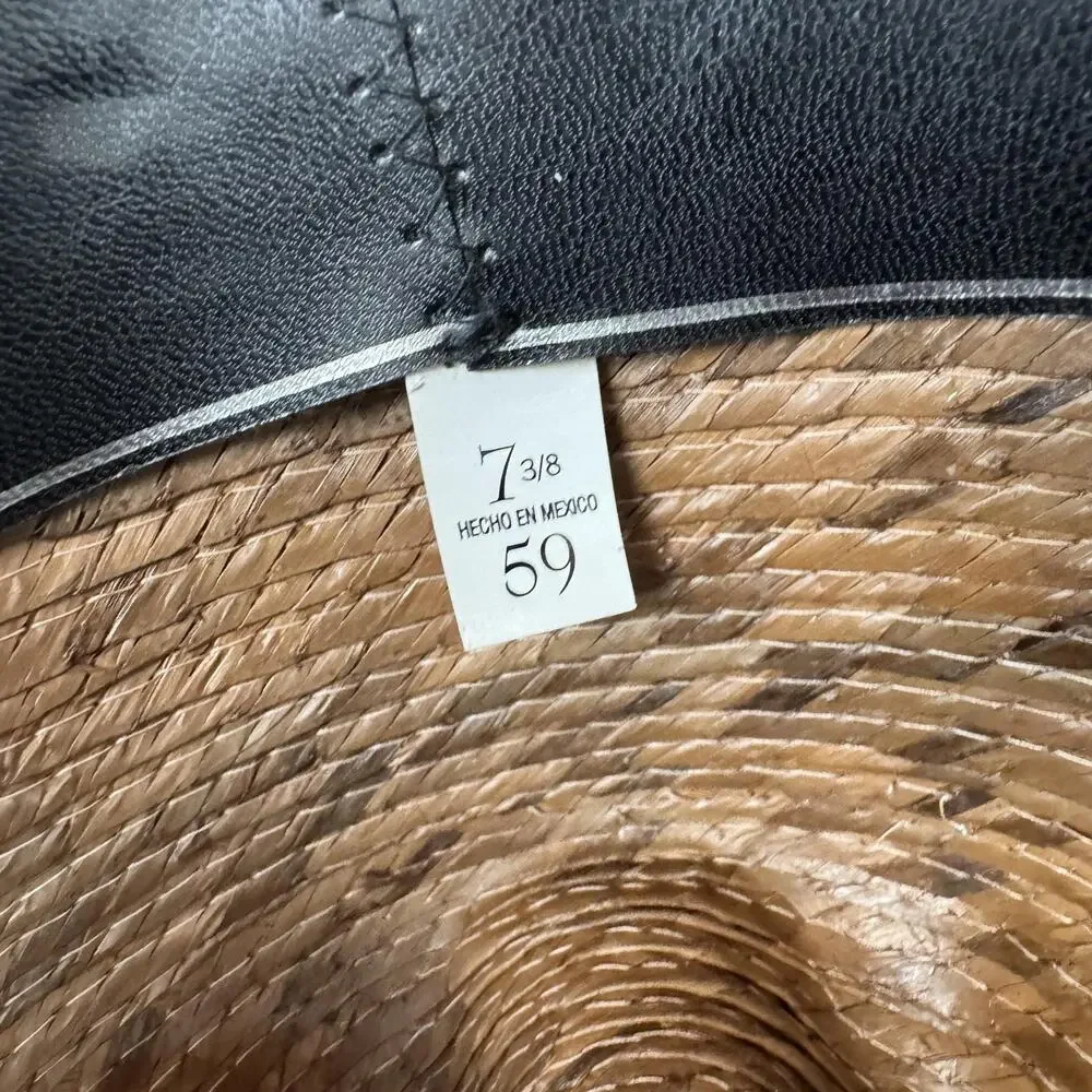 Justin Hat Cowboy Fitted Mens 7 3/8 Brown Straw Western Wide Brim Summer Rodeo